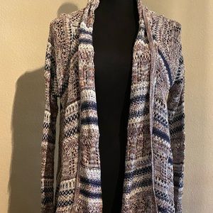 Navy multi color drape cardigan